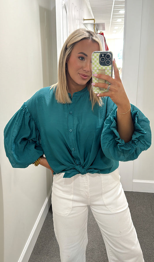 Social Sweetness Blouse in Teal