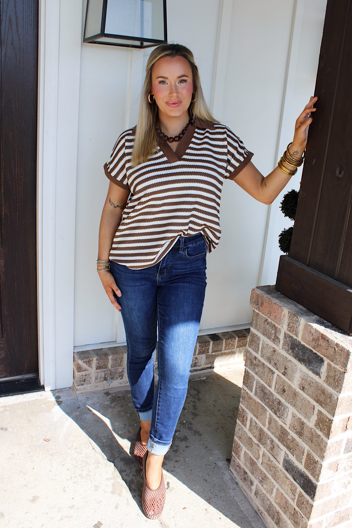 Coffee Date Stripe top