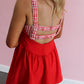 Gingham Dreams Romper - Red