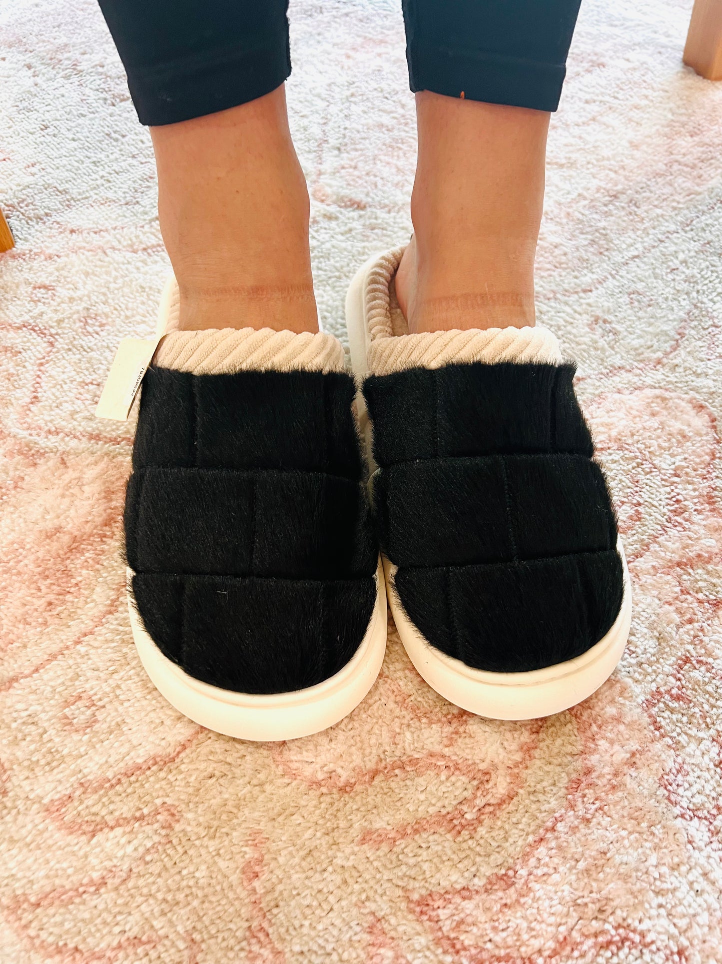 Criss Cross Faux Fur Slippers