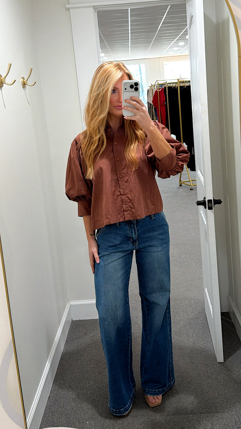 The Delicate Button Down Blouse - Brown
