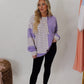 Terry Colorblock Oversized Sweatshirt in Purple