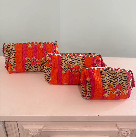 Quilted Tiger Toiletry Bags