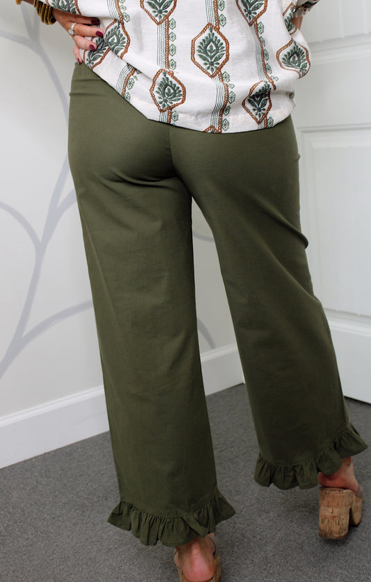 Better Days Ruffle Pant - Olive