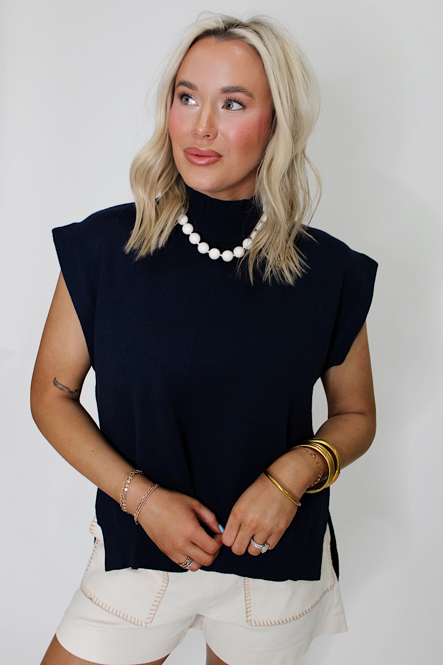 Happy Days Knit Top - Navy