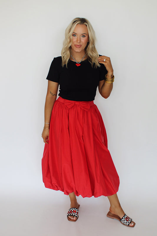Bow Bubble Skirt - Red