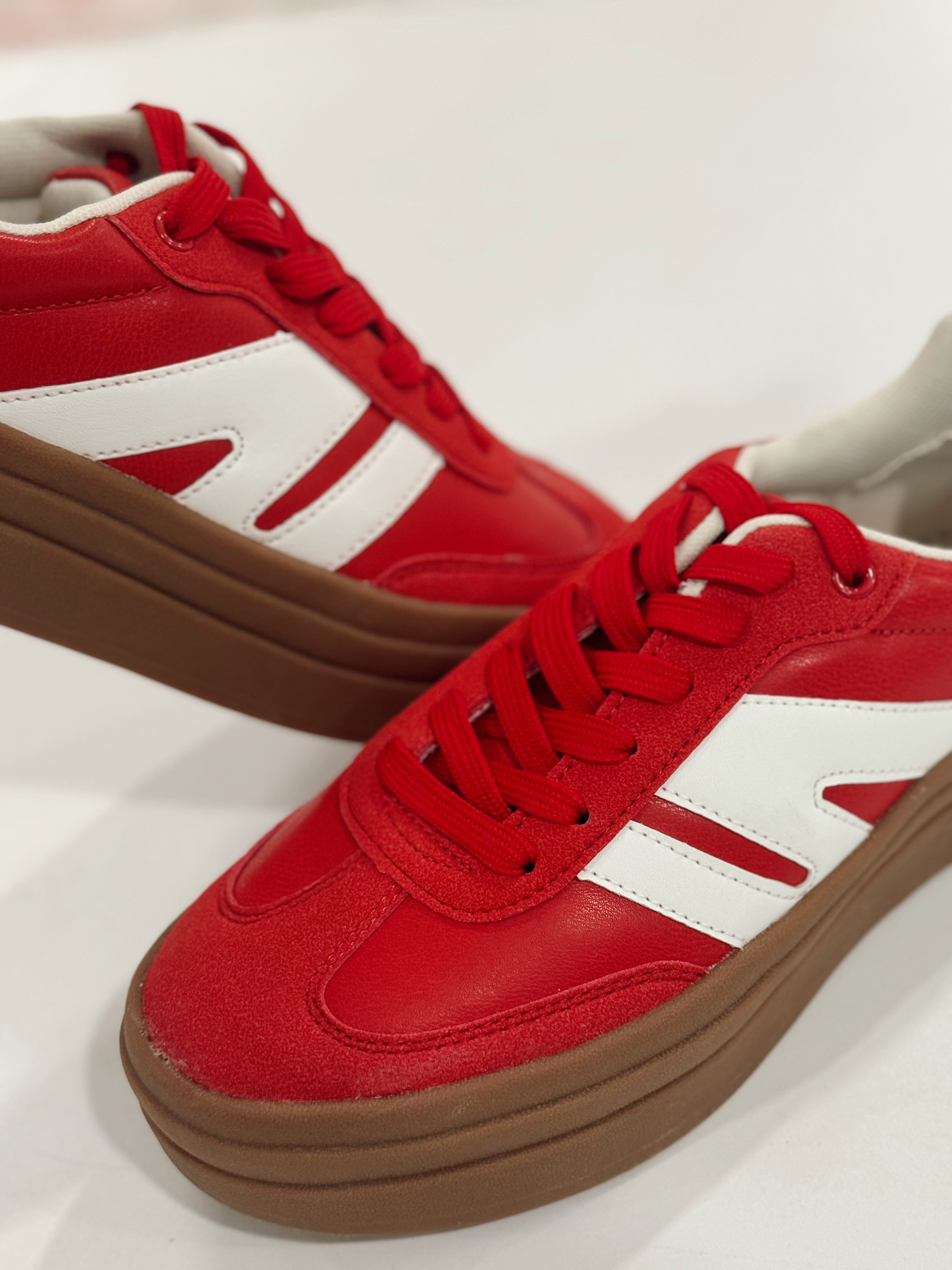 Red Snickers Red Color Block Platform Sneakers – J&G Co.