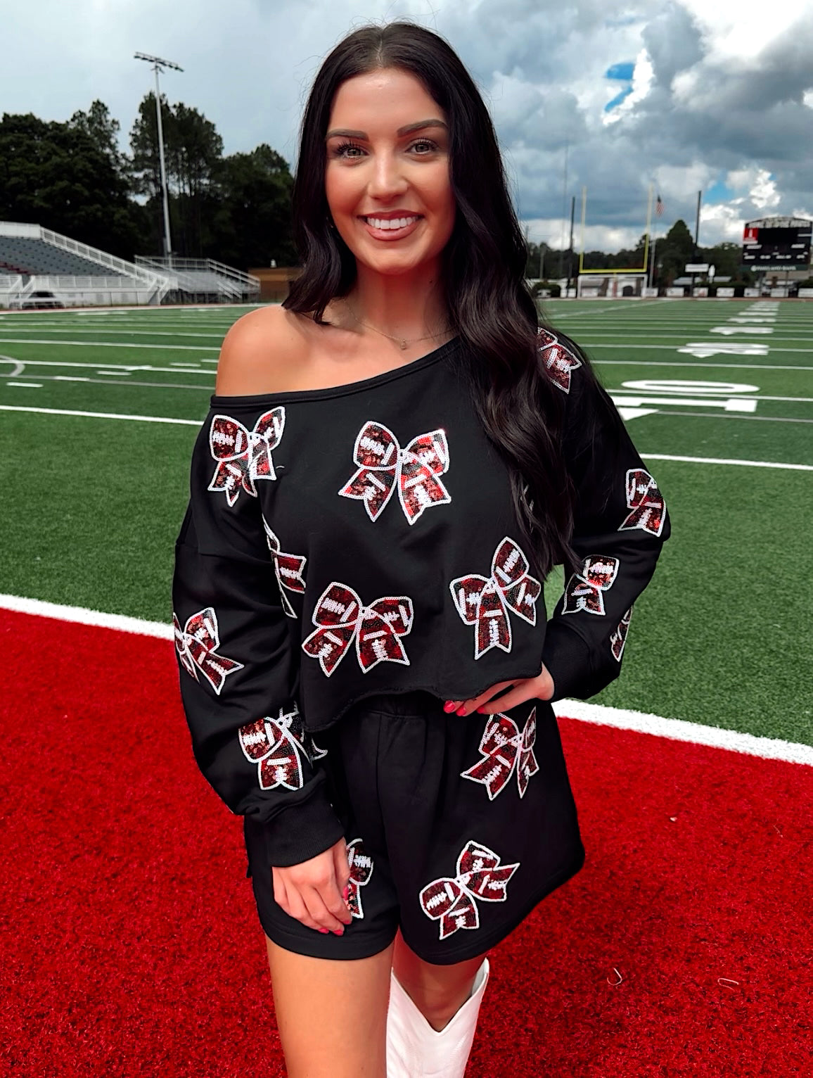 Game Day Bow Sequin Crop