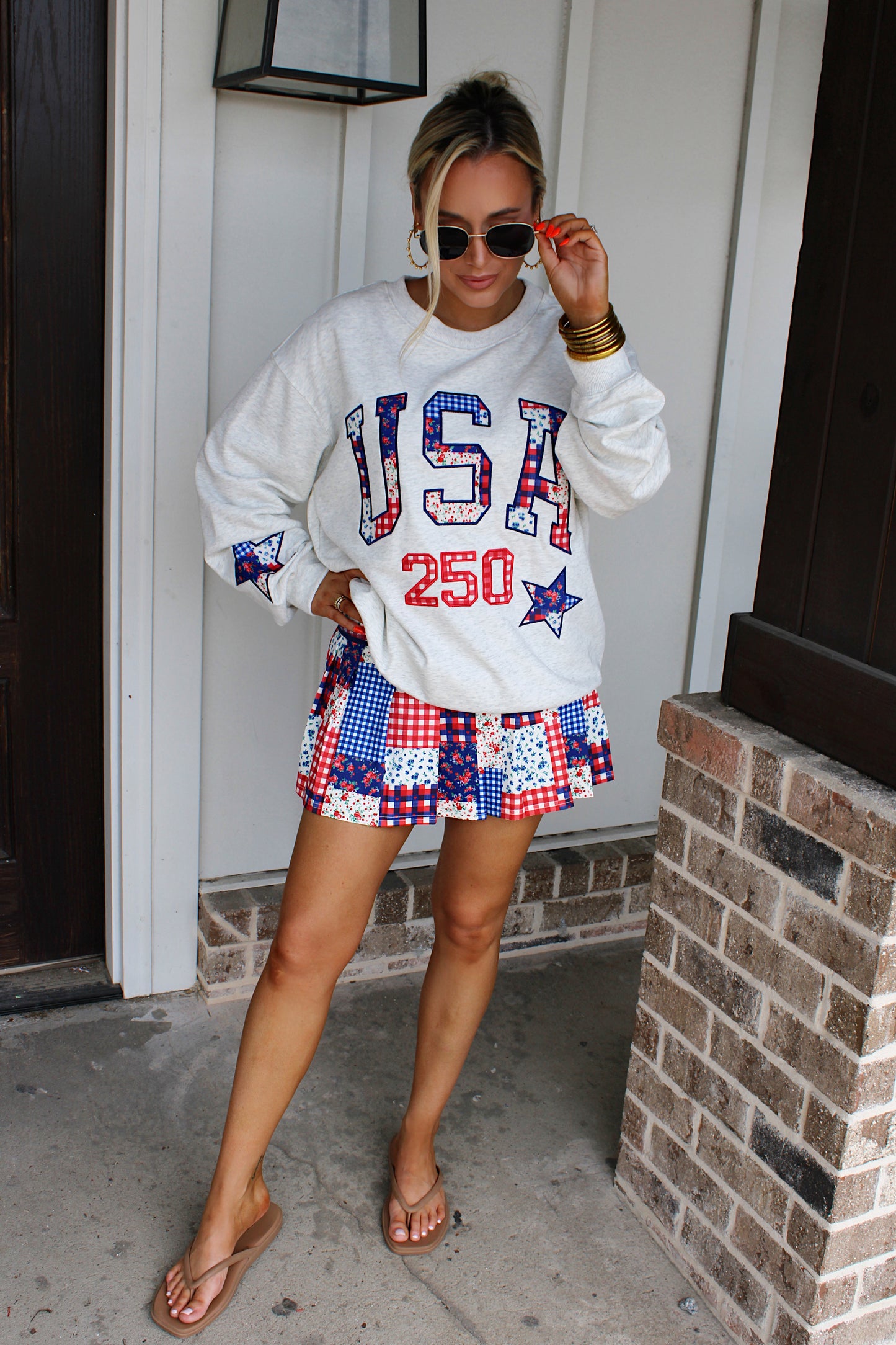 USA Patchwork Crew Neck