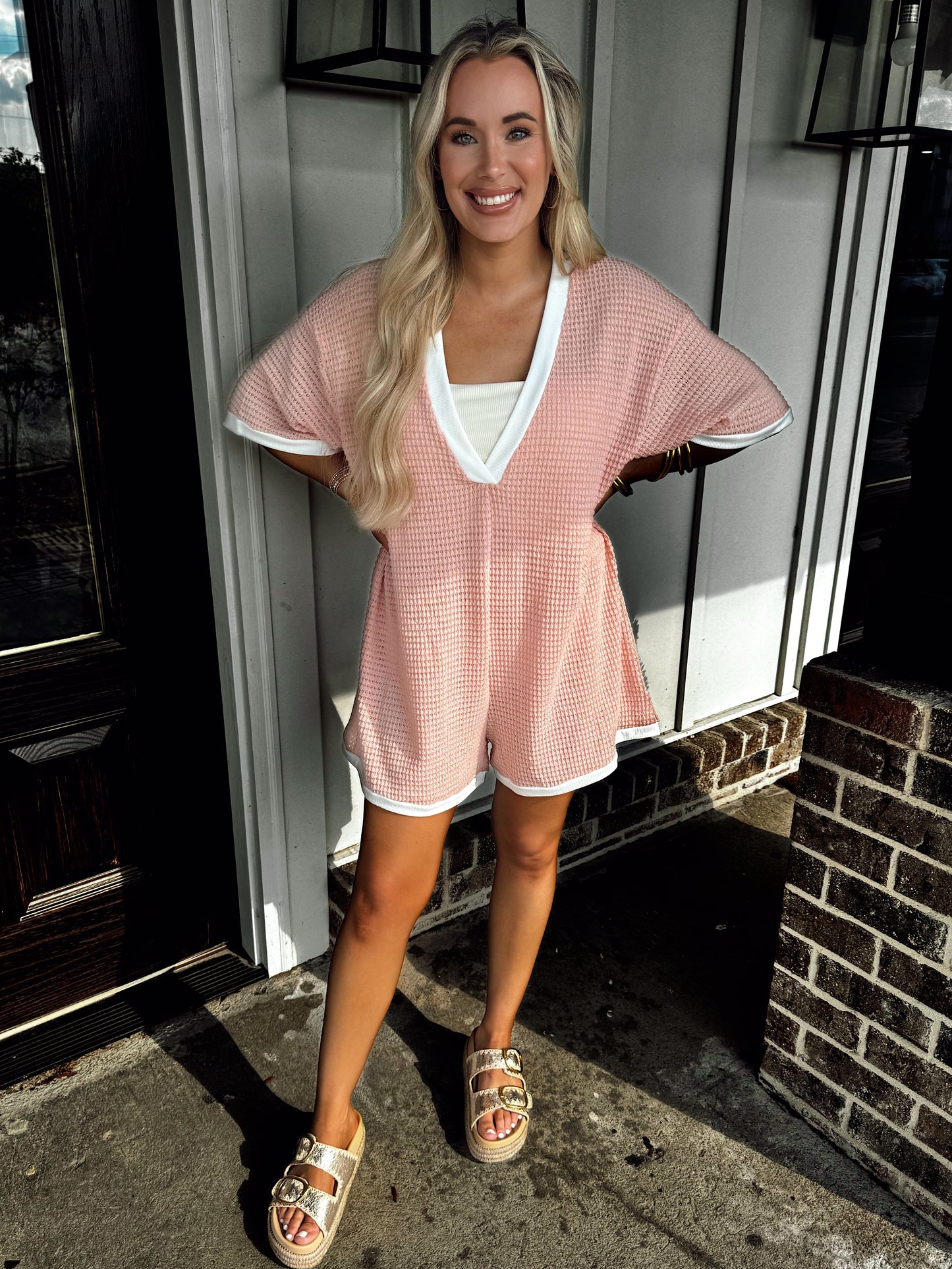 Waffle Knit Relaxed Romper