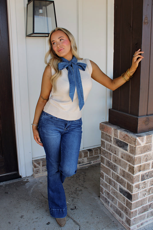 Fall Daydream Denim Tie Top