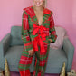 Plaid Open Bow Pajamas - Red/Green