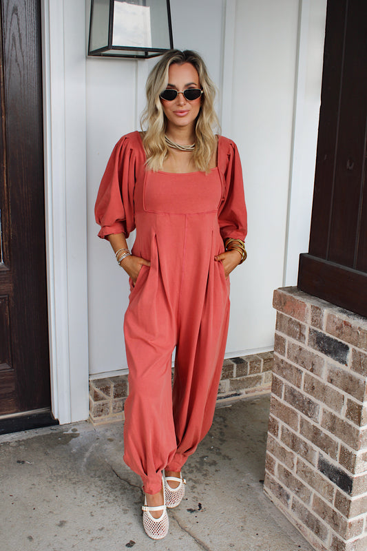 The Everyday Pleated Jumpsuit - Orange