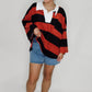 Oversized Stripe Pullover - Red/Black