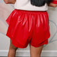 Red Faux Leather Skort