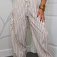 Striped Drawstring Jogger Pants - Oatmeal/Burgundy