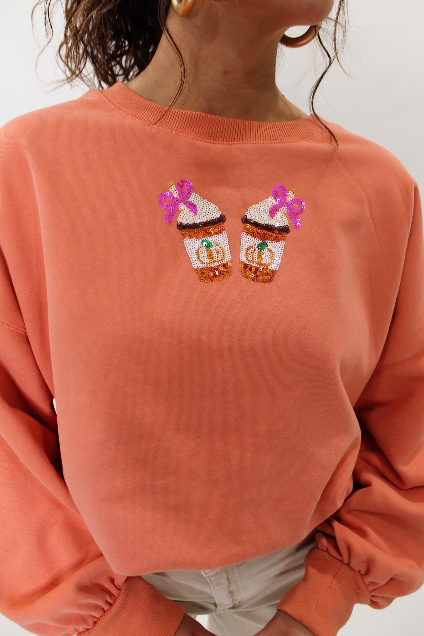 Pumpkin Latte Sequin Crewneck