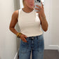 Simple Stitch Tank - Cream