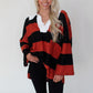 Oversized Stripe Pullover - Red/Black