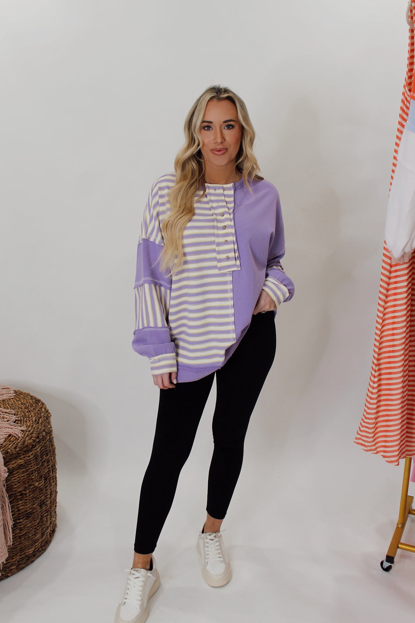 Terry Colorblock Oversized Sweatshirt in Purple