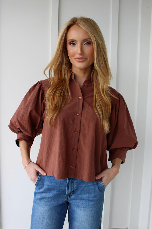 The Delicate Button Down Blouse - Brown