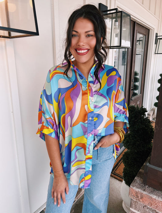 ADRIENNE / Modern Muse Oversized Button Down Blouse