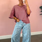 Purely Striped Oversized Tee - Pink/Brown
