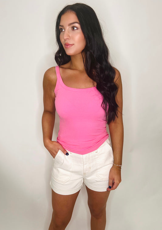 Kennedy Ribbed Tank - Pink