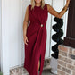 Vineyard Toast Midi Dress - Burgundy