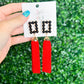 Rectangle Tassel Earrings - Red/Black