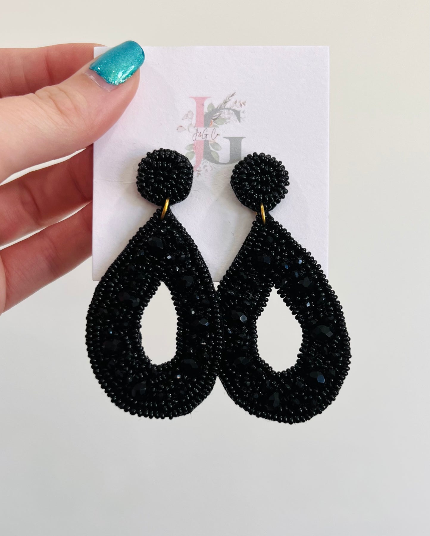 Glass & Seed Bead Teardrop Earring