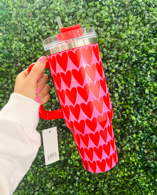 Girly Red Hearts Tumbler