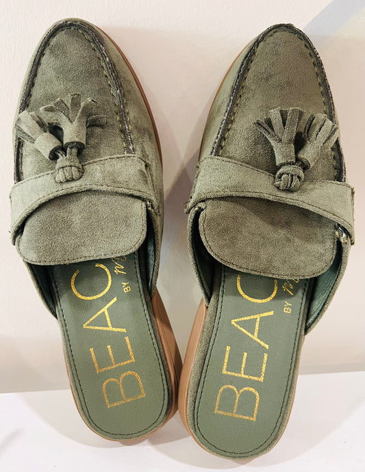 The Tracie Velvet Mule Loafer - Olive