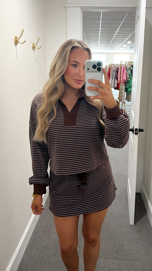 Cocoa Blue Stripe Skort Set
