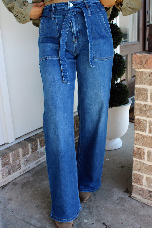 Flying Monkey | High Rise Wide Leg w/ Tie Belt