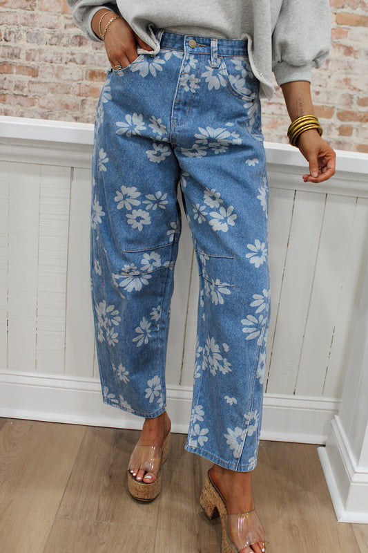 Floral Print Barrel Pant