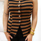 Stripe Button Down Vest Top