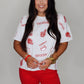 Stewart Simmons - Sequin Football Tee in Red