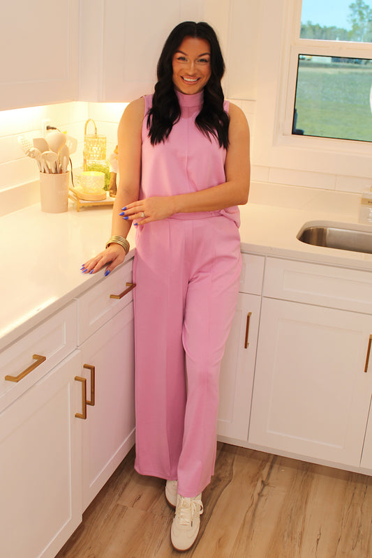 Midtown Chic Pants Set - Pink