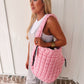 Quilted Puffer Tote - Baby Pink