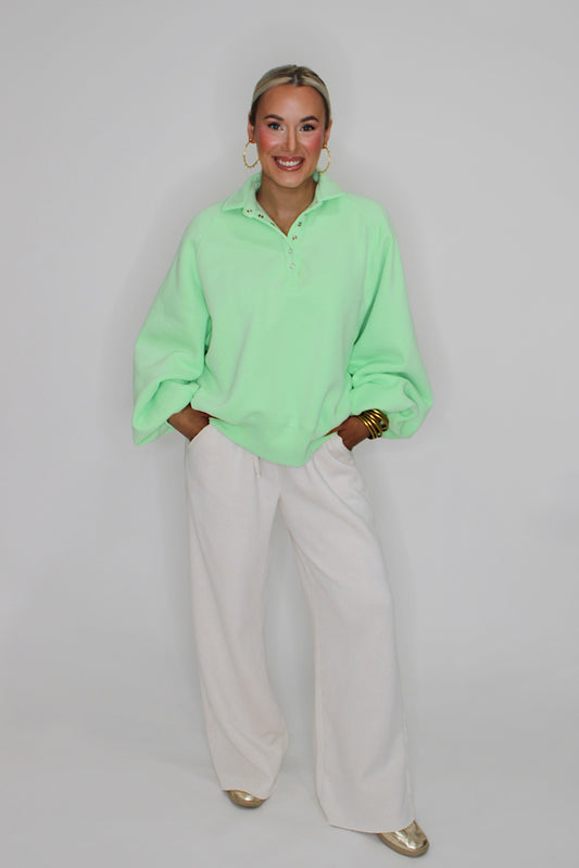 Piper Snap Button Sweater - Light Green