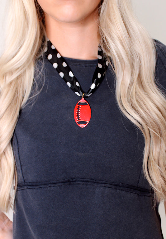 Hart Designs - Polka Dot Football Scarf Necklace