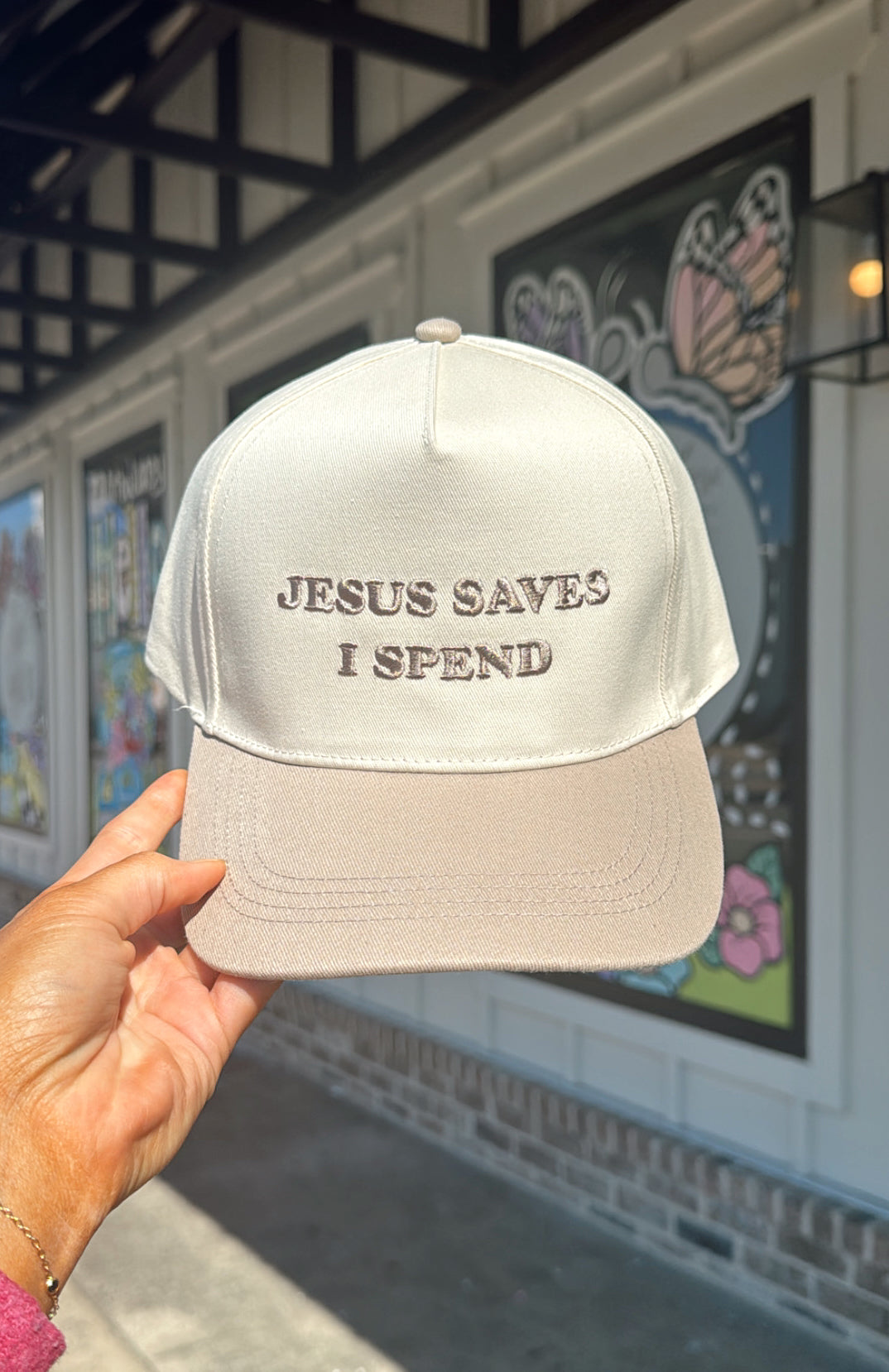 Jesus Saves I Spend Trucker Hat - Neutral