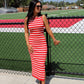 Victory Red & White Stripe Midi