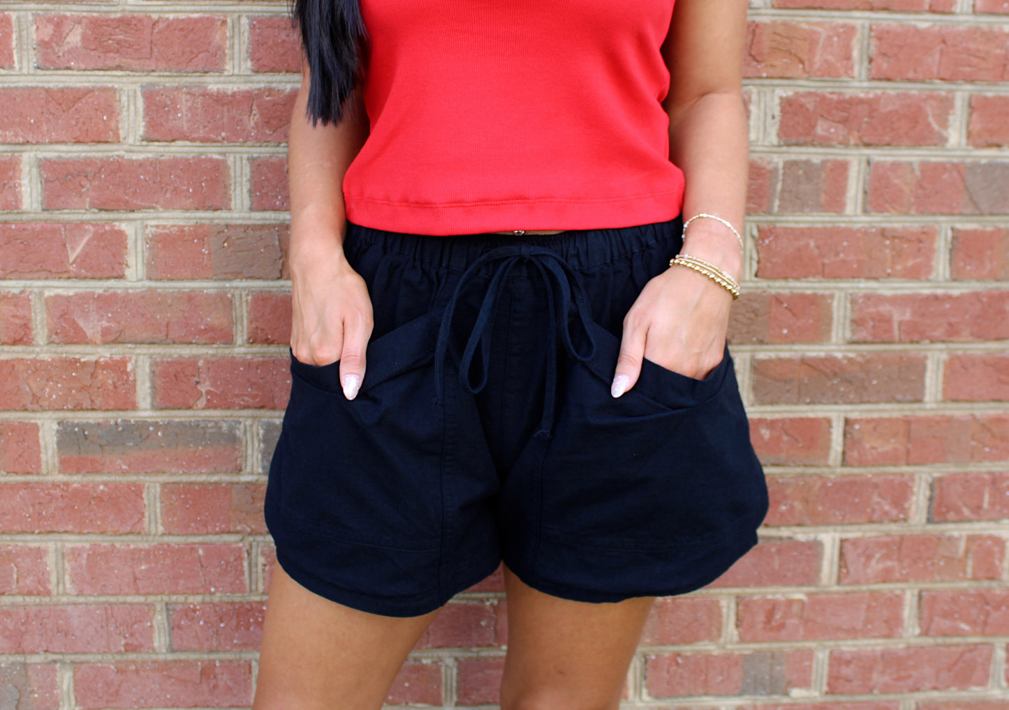 Black Pocket Side Shorts
