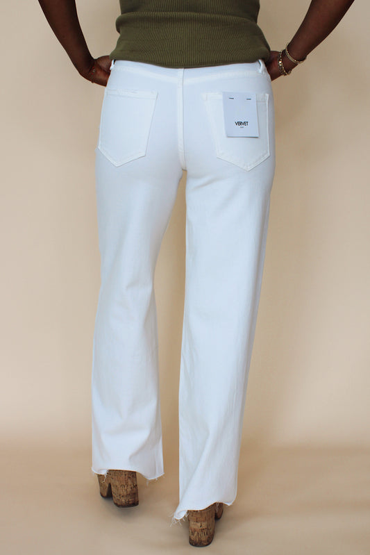 VERVET| White High Rise Wide Leg