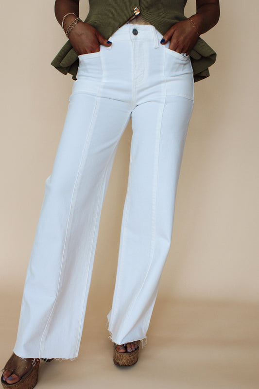 VERVET| White High Rise Wide Leg