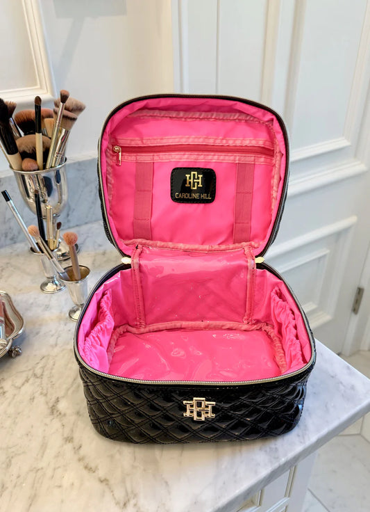 CAROLINE HILL | Black Patent Hampton Train Case