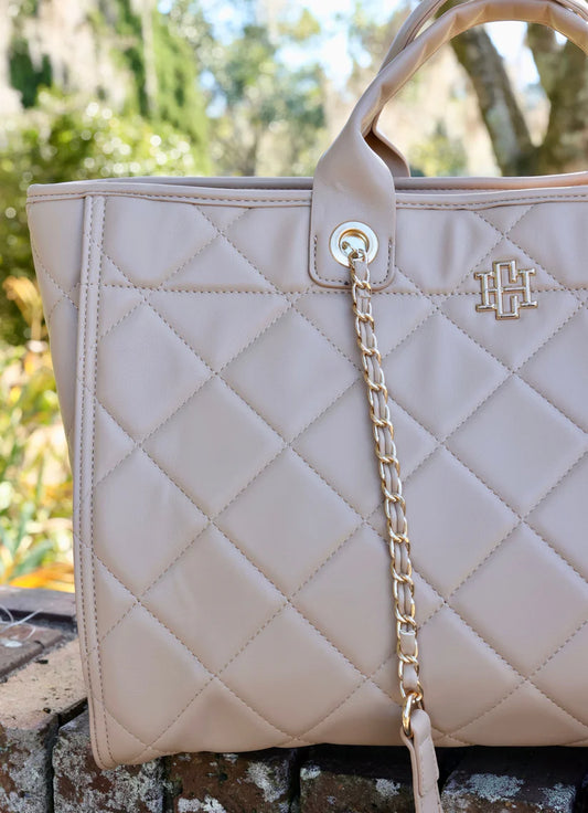 CAROLINE HILL | Tan Quilted Melissa Tote