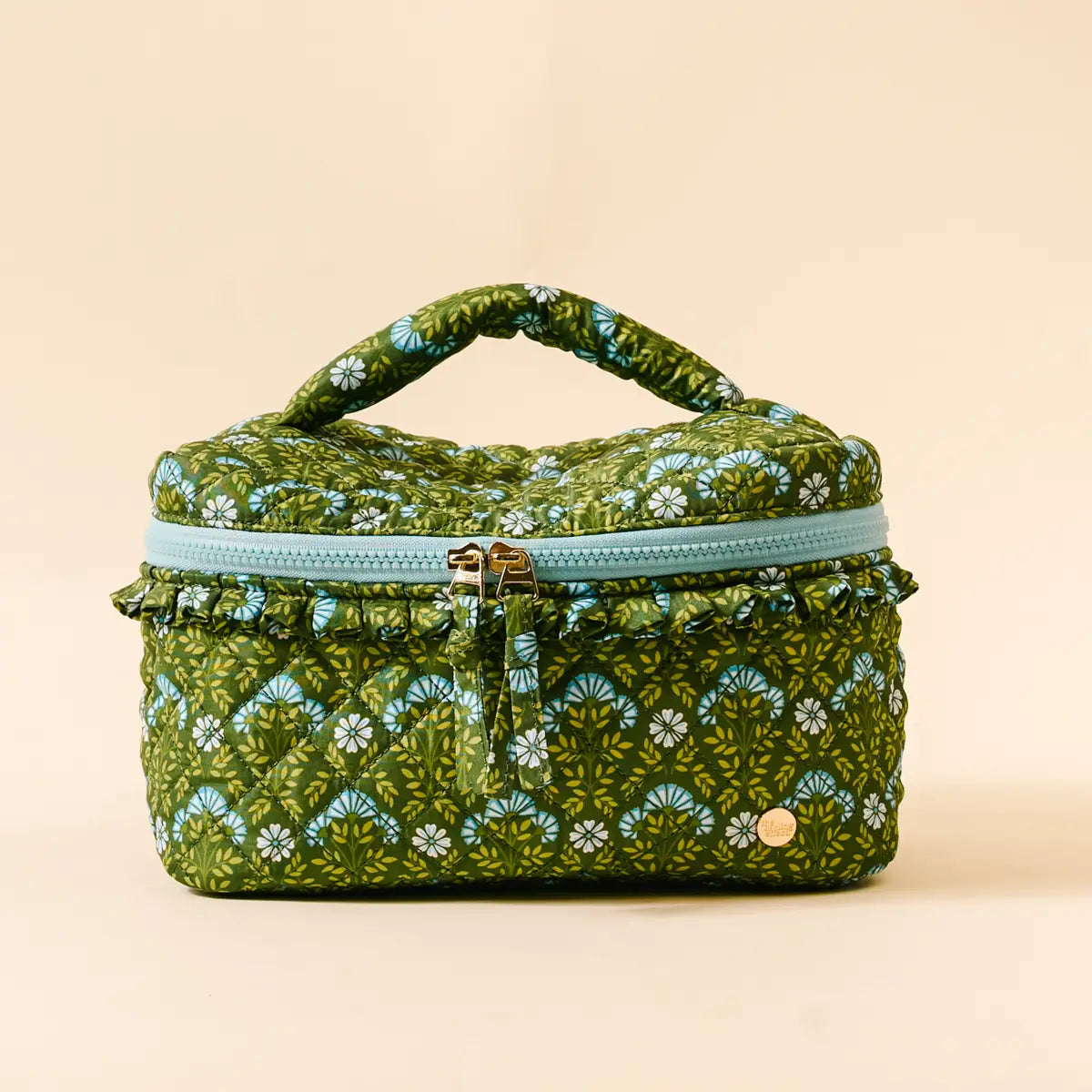 Glam & Go Quilted Cosmetic Bag - Everbloom Forest Green